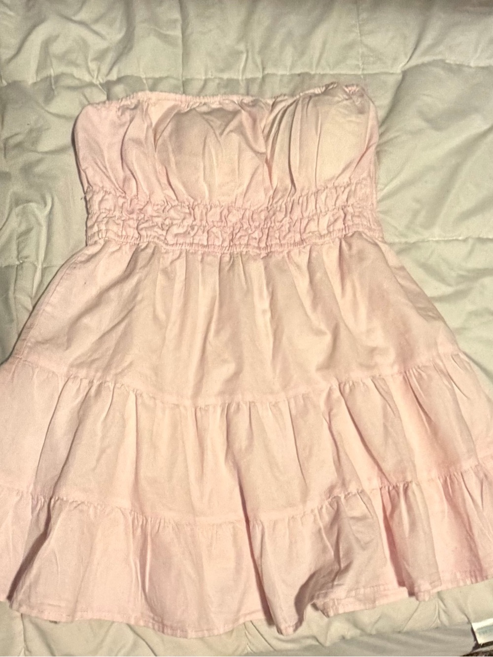 Strapless Tiered Pink Sundress